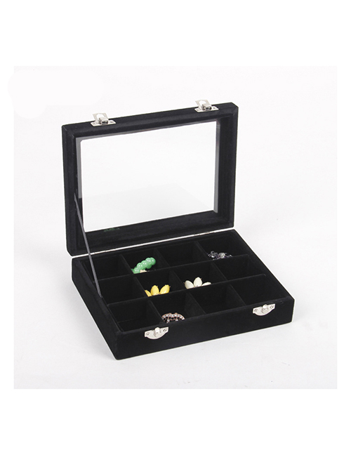 Fashion Black Velvet 12 Jewelry Box With Lid