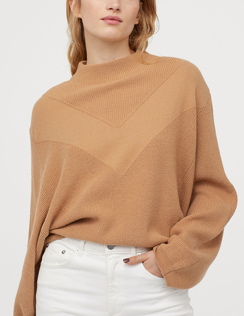 Fashion Khaki Bat Sleeve Sweater