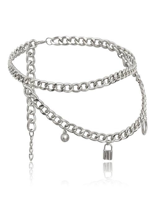 Fashion White K Chain Bead Geometry U-shaped Tassel Lock Waist Chain