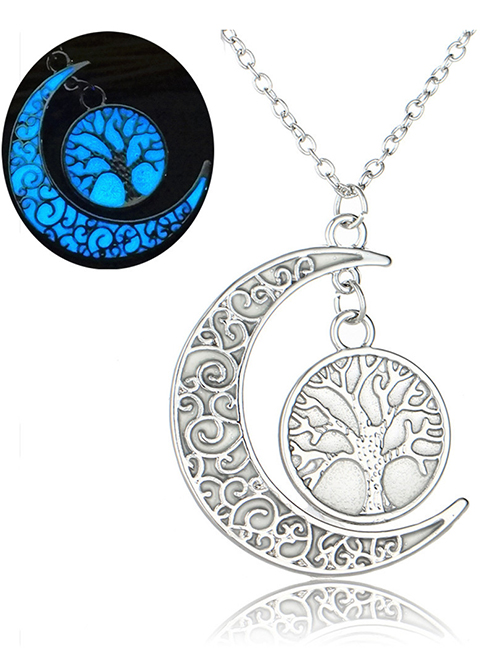 Fashion Life Tree Hollow Life Tree Moon Luminous Necklace