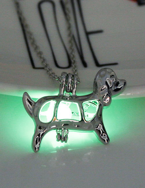 Fashion Yellow Green Luminous Beads Open The Puppy Necklace