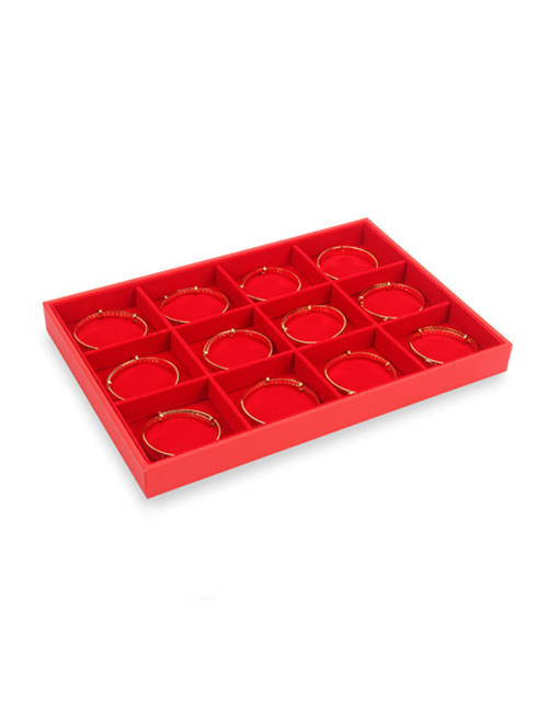 Fashion 12 Grid Red Flannel Yellow Jewelry Display Tray