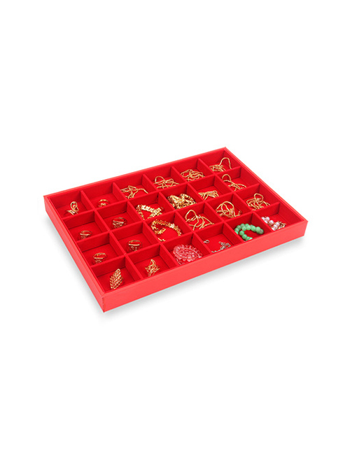 Fashion 24 Grid Red Flannel Yellow Jewelry Display Tray
