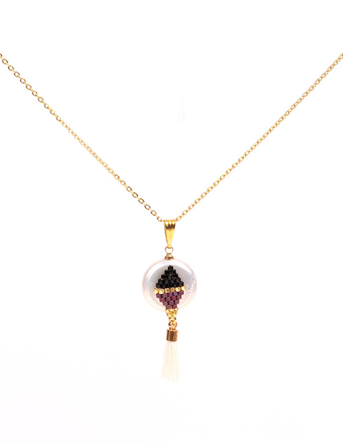 Fashion Black Pearl Rice Beaded Tassel Necklace