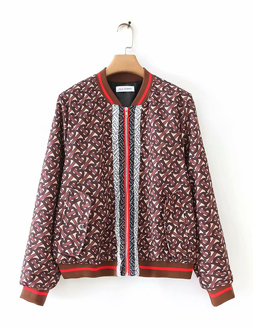 Fashion Color Ethnic Style Printed Zip Coat