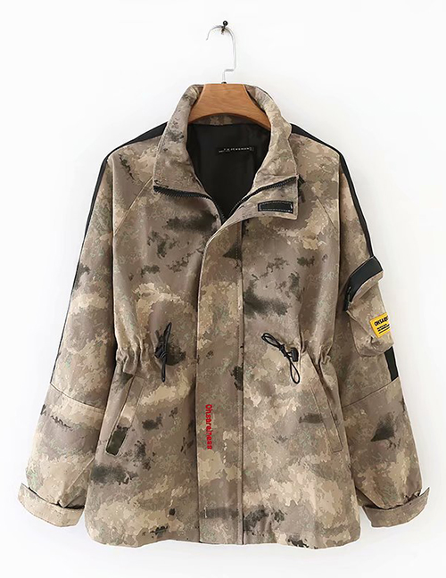 Fashion Camouflage Camouflage Stand Collar Zipper Jacket
