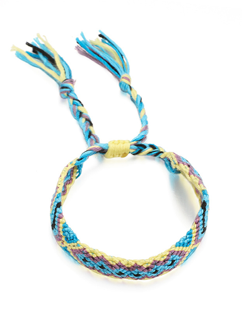 Fashion Blue + Yellow Woven Color String Bracelet