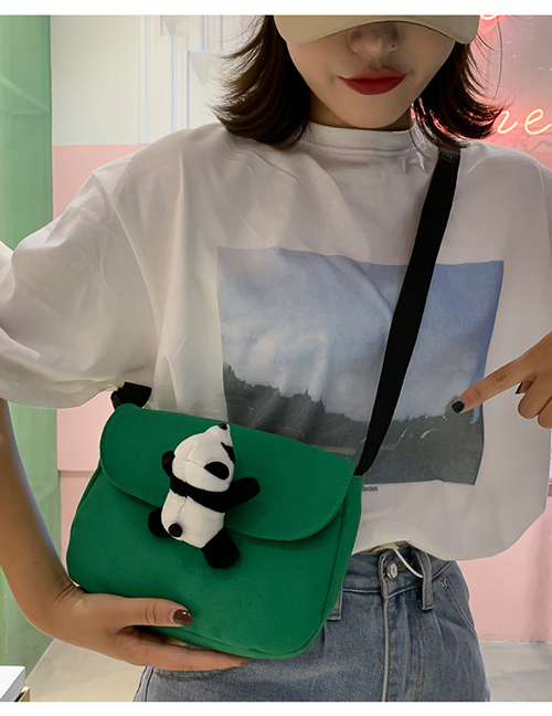 Fashion Green Bear Cute Colorful Sun Flower Canvas Messenger Bag