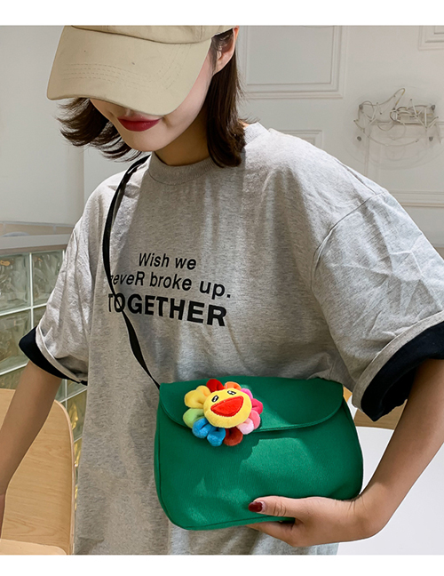 Fashion Green Flower Cute Colorful Sun Flower Canvas Messenger Bag