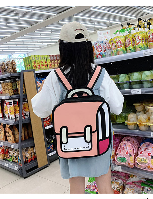 Fashion Pink D Three-dimensional Comic Backpack