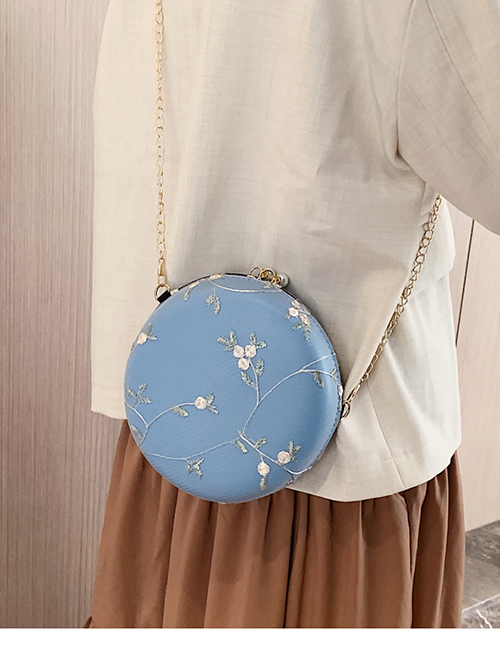 Fashion Blue Lace Flower Chain Shoulder Messenger Bag