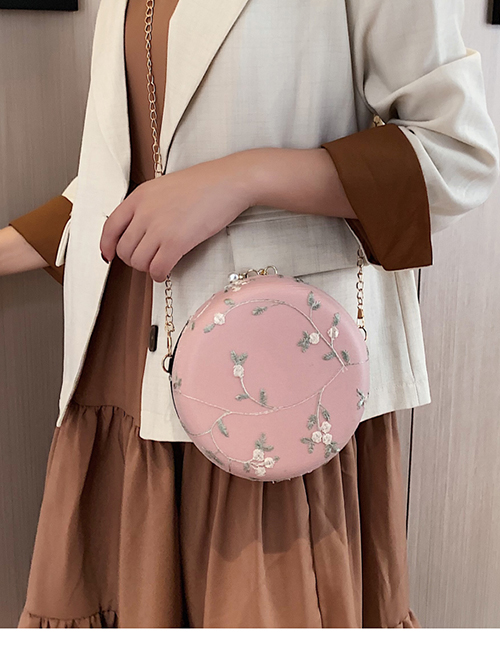 Fashion Pink Lace Flower Chain Shoulder Messenger Bag