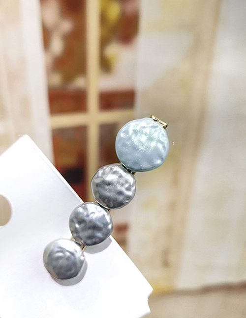 Fashion Mint Green + Gray Button Color Matching Duckbill Clip Geometric Round Square Hair Clip