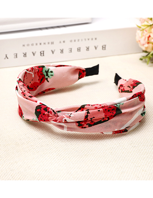 Fashion Pink Strawberry Print Headband Fruit Strawberry Print Headband