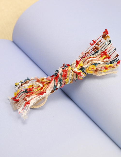 Fashion Red And Yellow Orchid Color Matching Bow 8cm Duckbill Clip Cloth Bow Clip