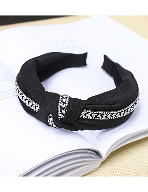 Fashion Black Rhinestone Chain Knotted Headband Diamond Chain Headband