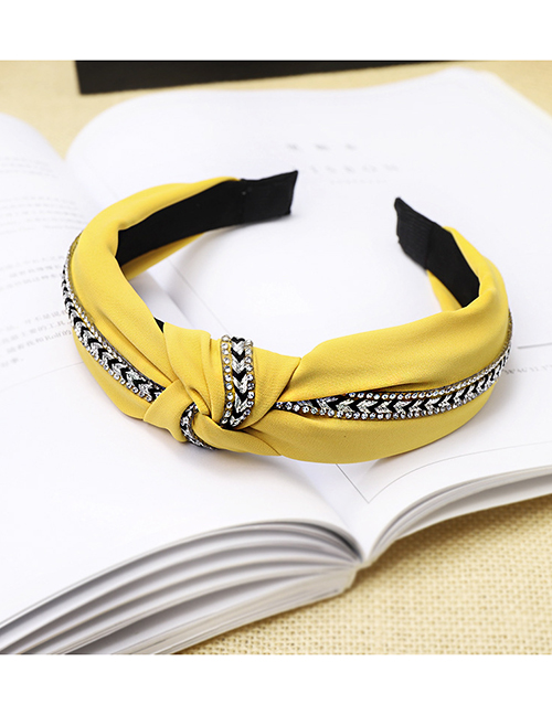 Fashion Yellow Rhinestone Chain Knotted Headband Diamond Chain Headband