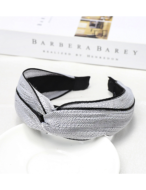 Fashion Grey Black Headband Cross-knit Solid Color Headband