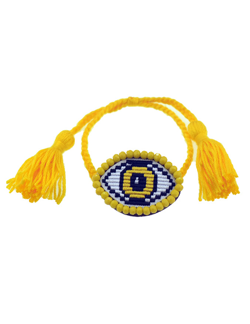 Fashion Yellow Embroidered Crystal Eye Multi-layer Bracelet