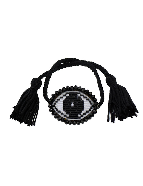 Fashion Black Embroidered Crystal Eye Multi-layer Bracelet