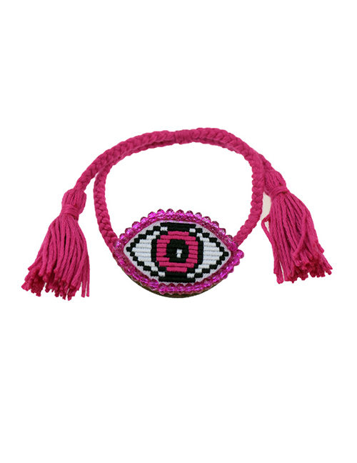 Fashion Rose Red Embroidered Crystal Eye Multi-layer Bracelet
