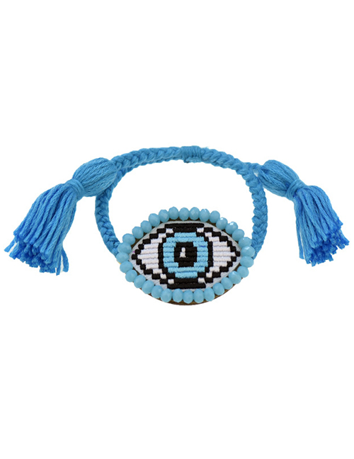 Fashion Sky Blue Embroidered Crystal Eye Multi-layer Bracelet