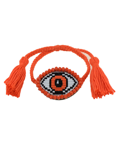 Fashion Orange Embroidered Crystal Eye Multi-layer Bracelet