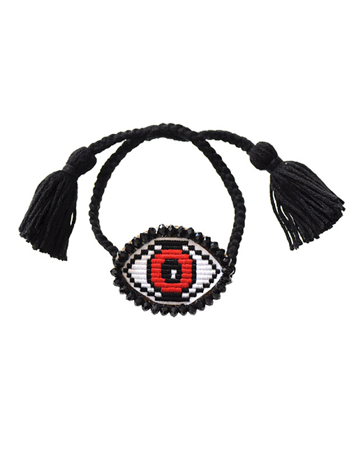 Fashion Black Rope Red Eye Embroidered Crystal Eye Multi-layer Bracelet