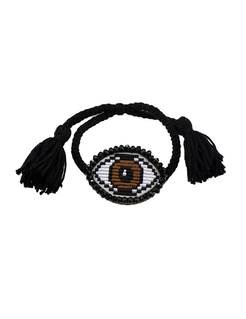 Fashion Black Rope Coffee Eye Embroidered Crystal Eye Multi-layer Bracelet