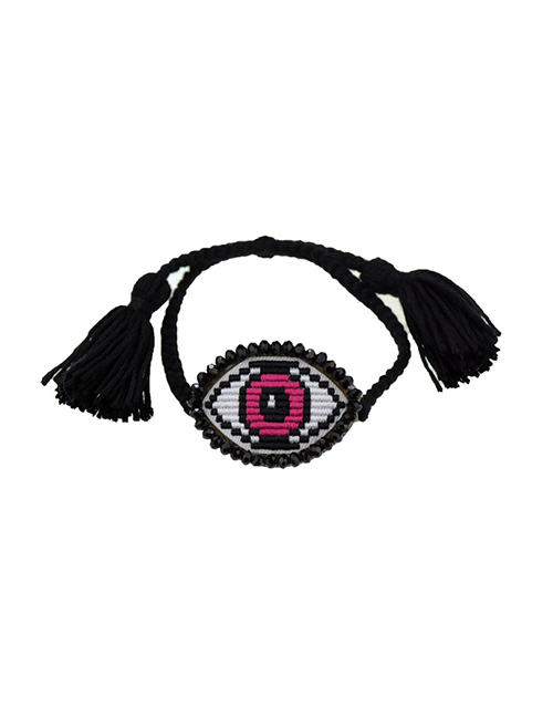 Fashion Black Rope Rose Red Eye Embroidered Crystal Eye Multi-layer Bracelet