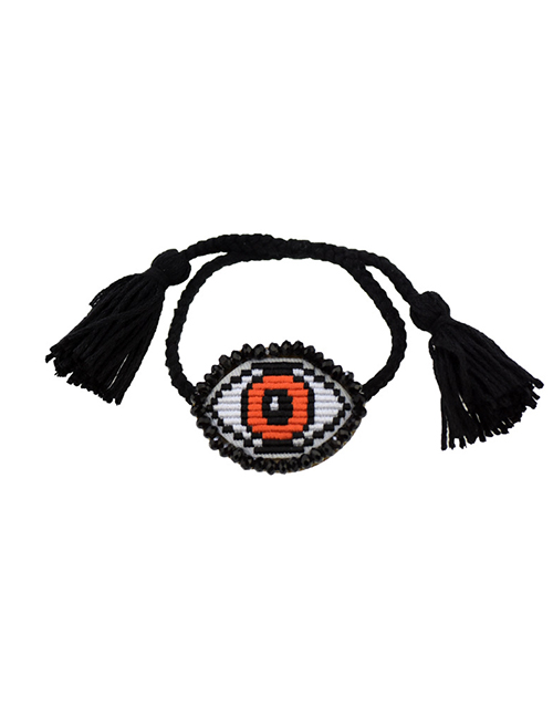 Fashion Black Rope Orange Eyes Embroidered Crystal Eye Multi-layer Bracelet