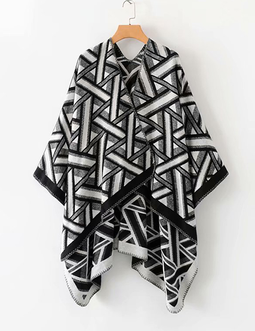 Fashion Black Geometric Pattern Shawl