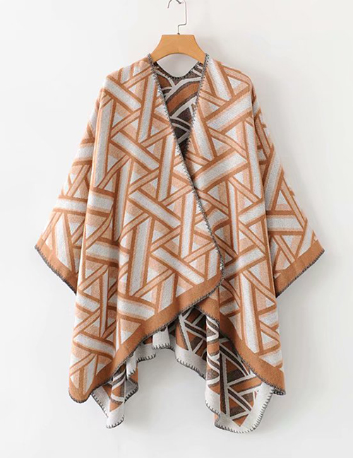 Fashion Orange Geometric Pattern Shawl