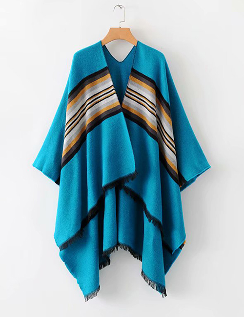 Fashion Blue Striped Shawl