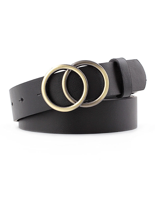 Fashion Black Round Buckle Belt