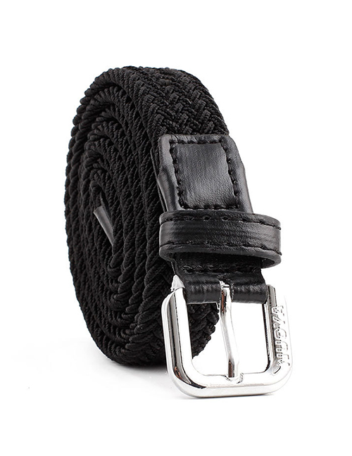 Fashion Black Braided Thin Belt