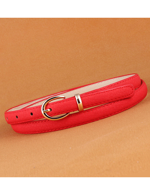 Fashion Red Pu Pin Buckle Belt