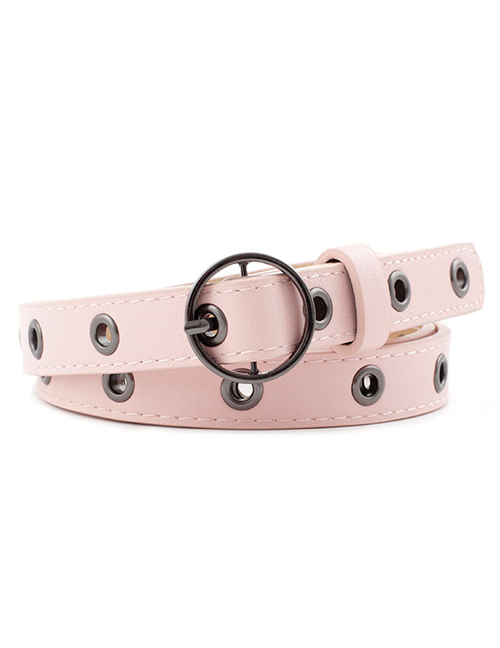 Fashion Pink Gun Black Buckle Hollow Eye Belt