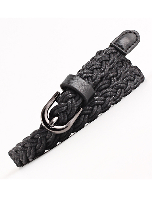 Fashion Black Wax Rope Woven Belt