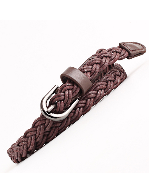 Fashion Coffee Wax Rope Woven Belt