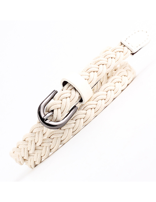 Fashion Beige Wax Rope Woven Belt