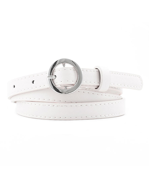 Fashion White Round Buckle Belt Belt