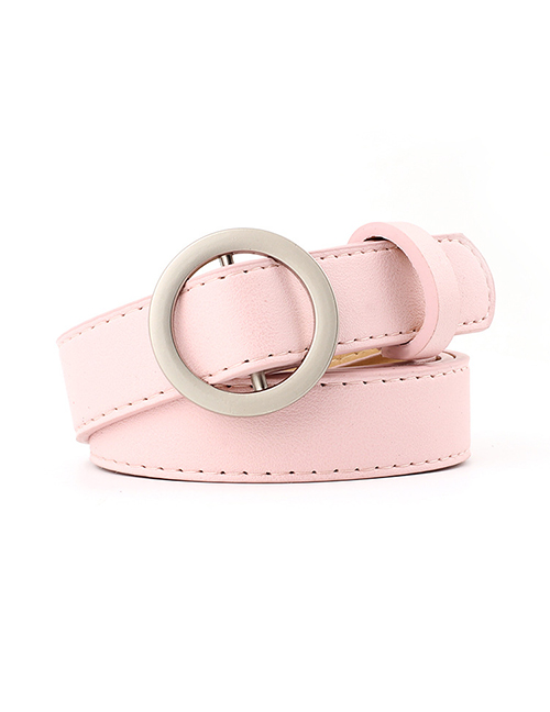 Fashion Pink Round Buckle Without Needle Punching Belt