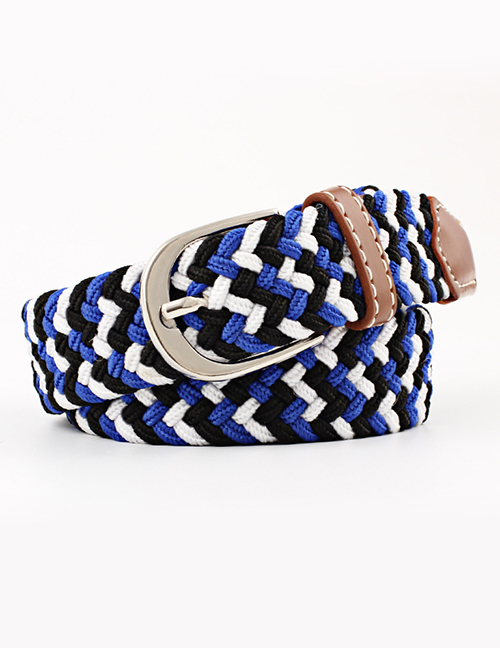 Fashion Black And White Blue 2.5cm Pin Buckle Canvas Belt