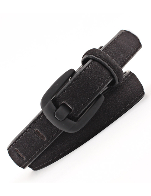 Fashion Black Wide Needle Spray Buckle Rich Velvet Leather Belt