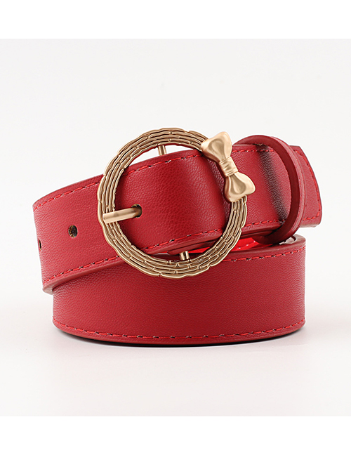 Fashion Red Bow Round Buckle Belt