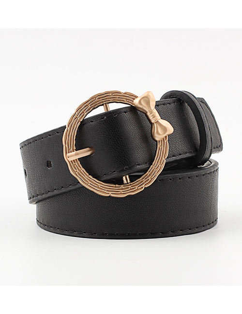 Fashion Black Bow Round Buckle Belt