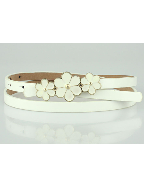 Fashion White Flower Buckle Belt