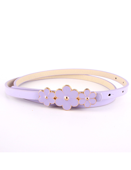 Fashion Light Purple Flower Buckle Belt