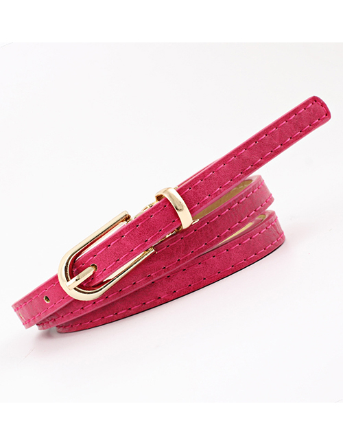 Fashion Rose Red Pin Buckle Matte Pu Belt